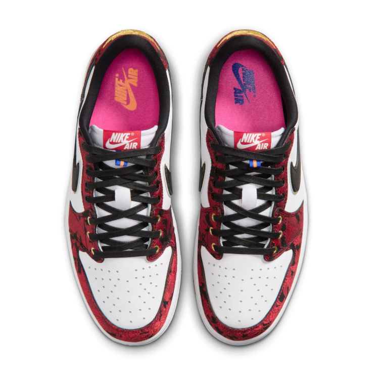 Jordan Low-Top Sneakers – Red, White & Gold Accents