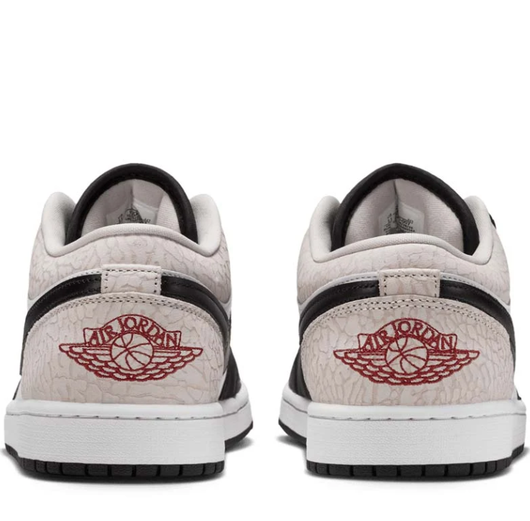 Jordan Low-Top Sneakers – Black & White with Textured Grey Heel