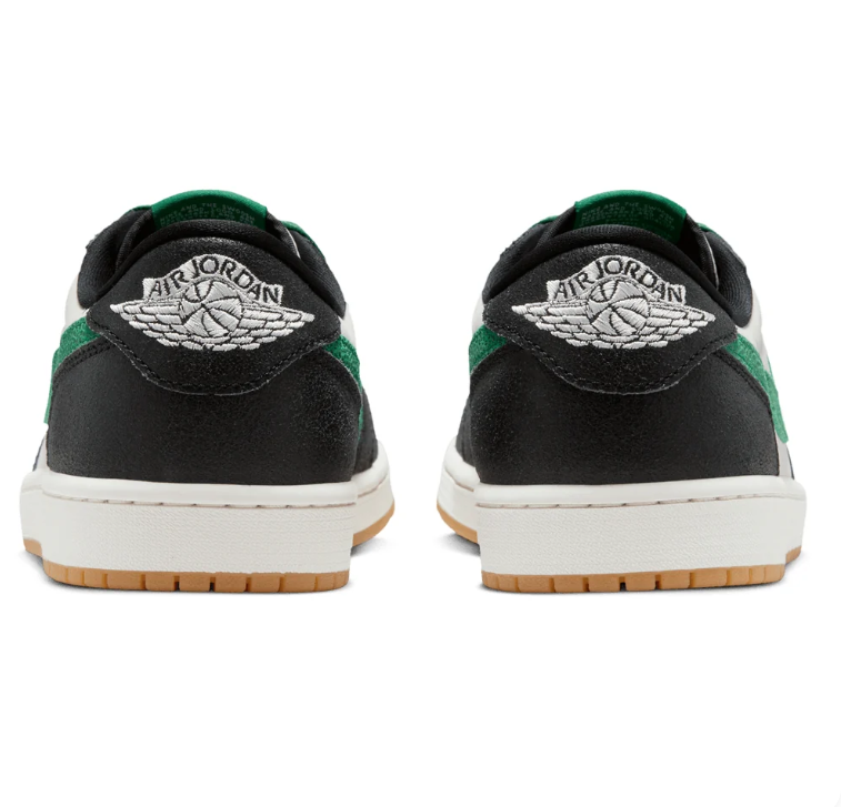 Jordan Low-Top Sneakers – Black, White & Green with Gum Sole