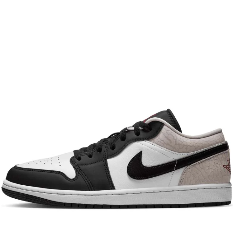 Jordan Low-Top Sneakers – Black & White with Textured Grey Heel