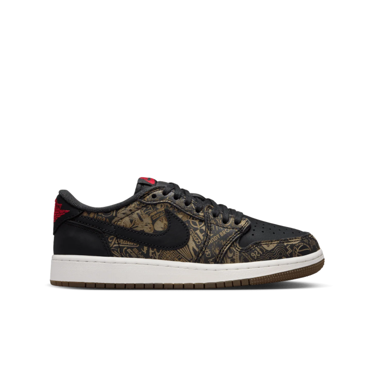 Air Jordan Low-Top Sneakers – Black & Gold Graphic Print