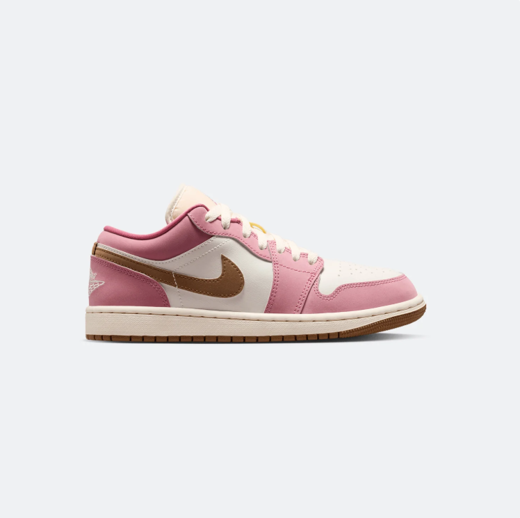 Jordan Low-Top Sneakers – Pink, White & Brown with Gum Sole