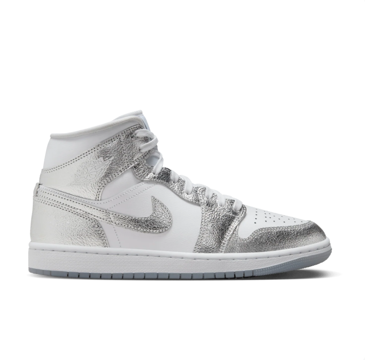 Jordan High-Top Sneakers – White & Metallic Silver