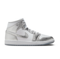 Jordan High-Top Sneakers – White & Metallic Silver