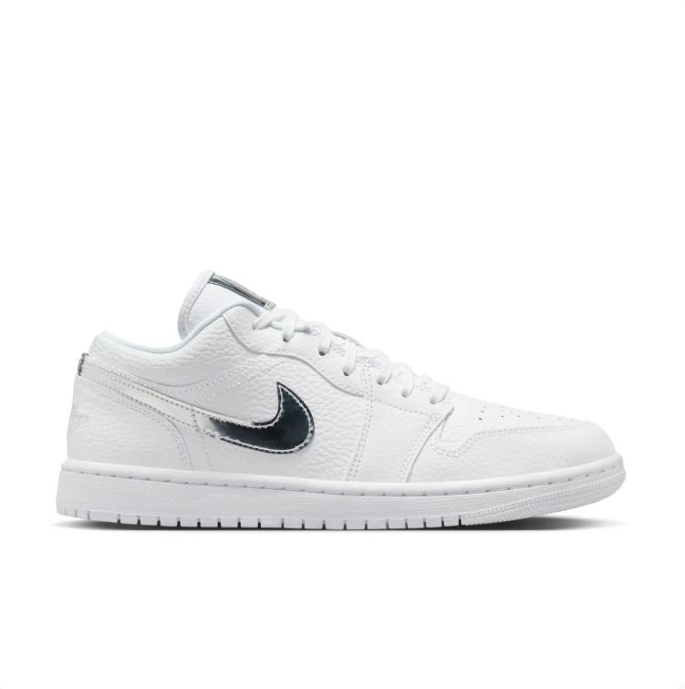 Jordan Low-Top Sneakers – White & Metallic Silver