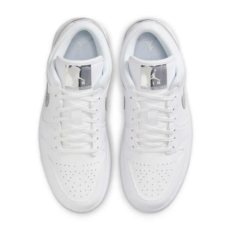 Jordan Low-Top Sneakers – White & Metallic Silver