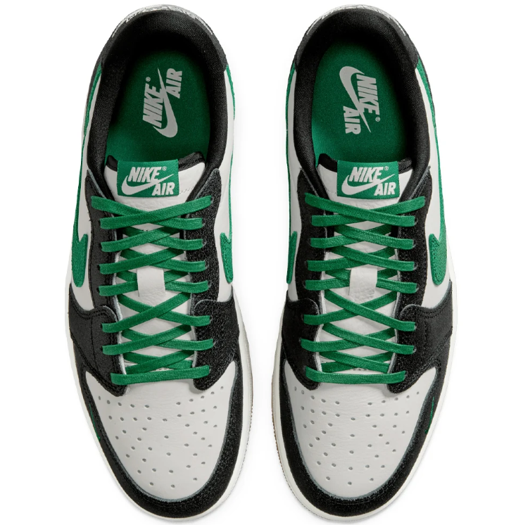 Jordan Low-Top Sneakers – Black, White & Green with Gum Sole