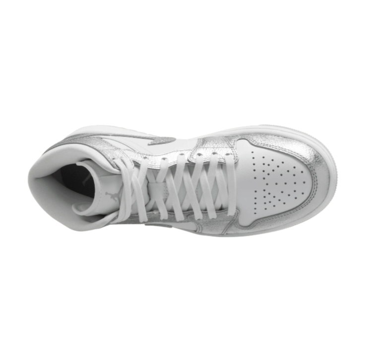 Jordan High-Top Sneakers – White & Metallic Silver
