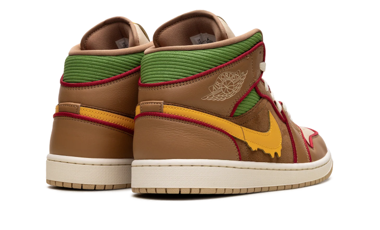 Jordan High-Top Sneakers – Brown & Beige with Yellow Drip Detail