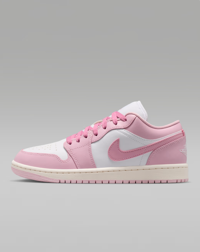Jordan Low-Top Sneakers – Pink & White with Cream Midsole