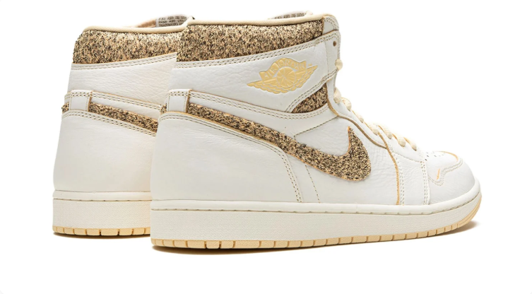 Jordan High-Top Sneakers – Off-White & Gold Textured Detail