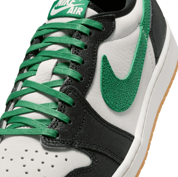 Jordan Low-Top Sneakers – Black, White & Green with Gum Sole