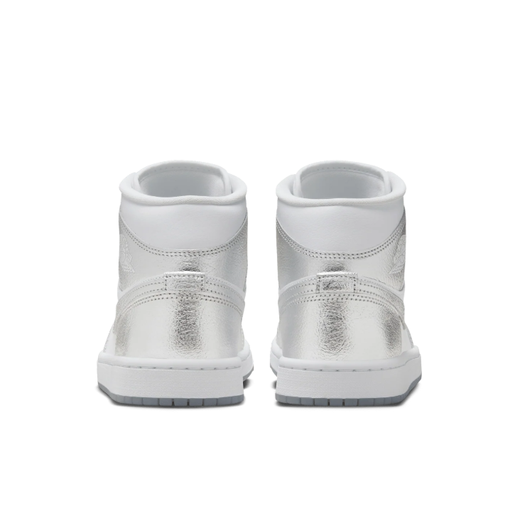Jordan High-Top Sneakers – White & Metallic Silver