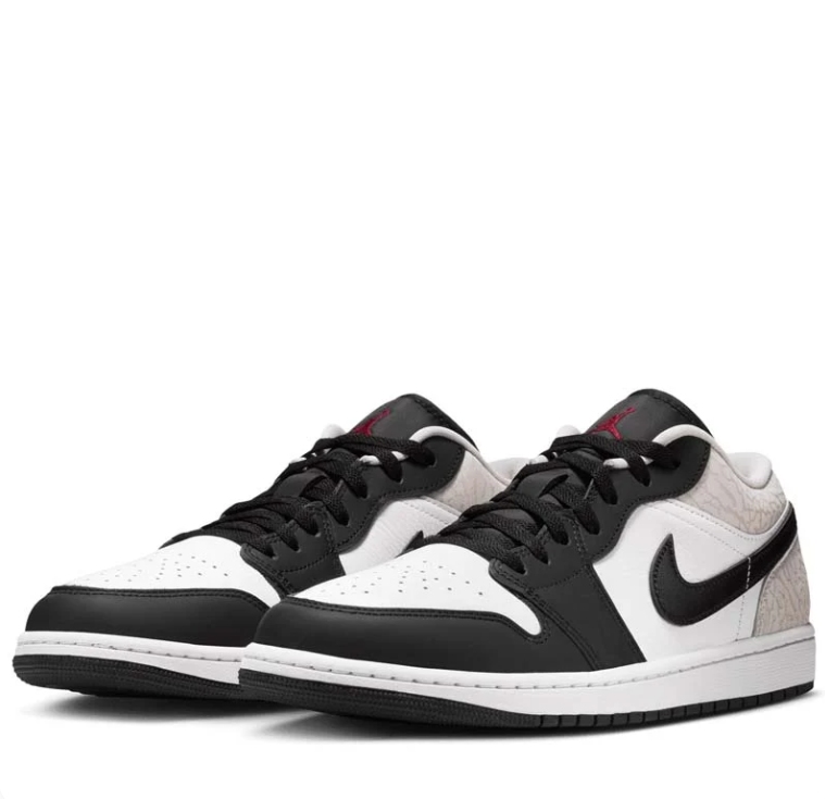 Jordan Low-Top Sneakers – Black & White with Textured Grey Heel
