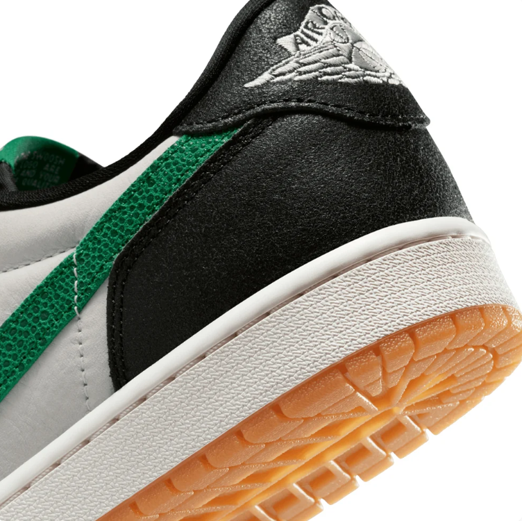 Jordan Low-Top Sneakers – Black, White & Green with Gum Sole