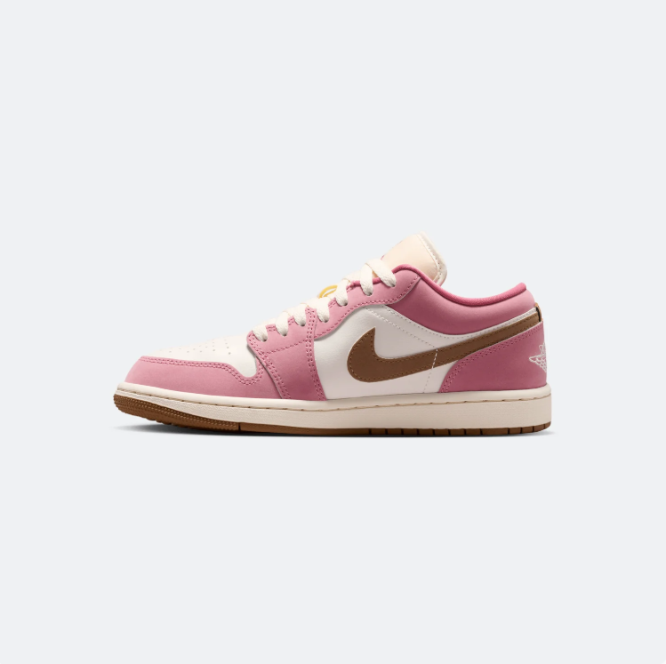 Jordan Low-Top Sneakers – Pink, White & Brown with Gum Sole