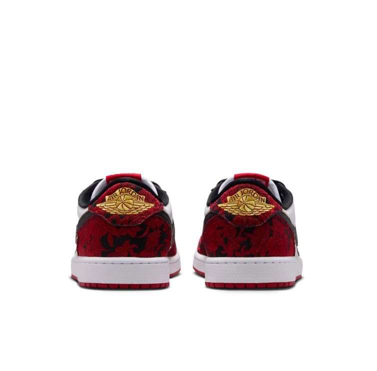 Jordan Low-Top Sneakers – Red, White & Gold Accents