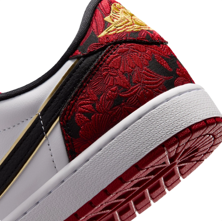 Jordan Low-Top Sneakers – Red, White & Gold Accents