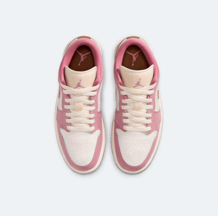 Jordan Low-Top Sneakers – Pink, White & Brown with Gum Sole