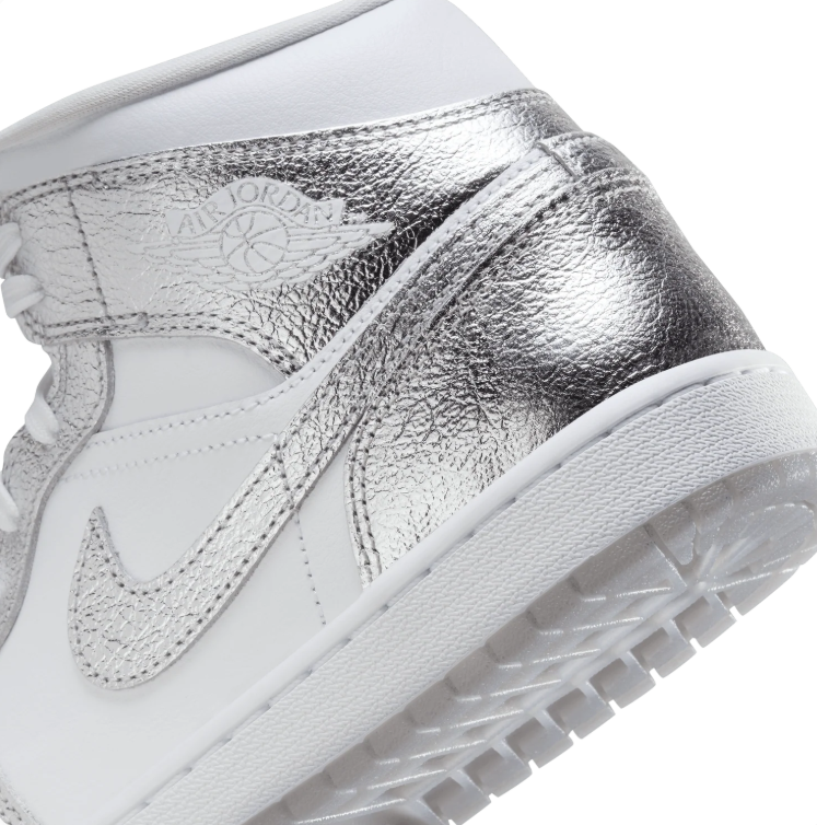 Jordan High-Top Sneakers – White & Metallic Silver