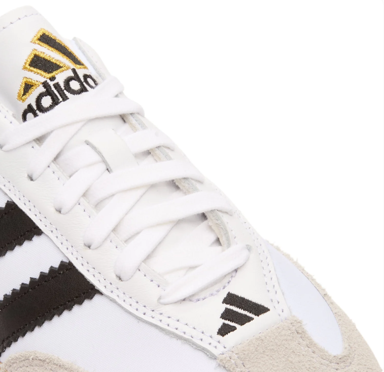 adidas Low-Top Sneakers – White & Black with Woven Sole Detail