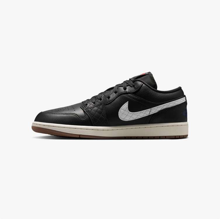 Jordan Low-Top Sneakers – Black & White Quilted Detail