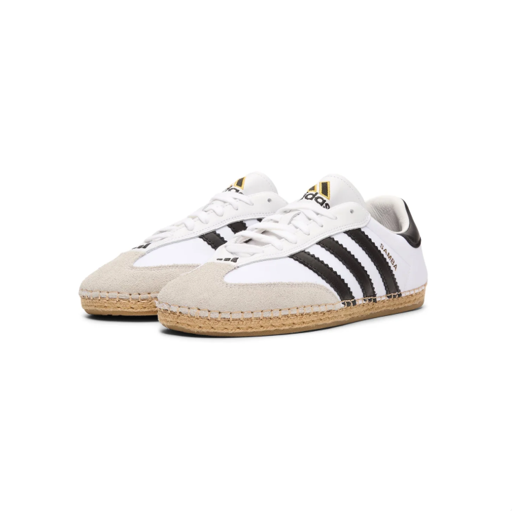 adidas Low-Top Sneakers – White & Black with Woven Sole Detail